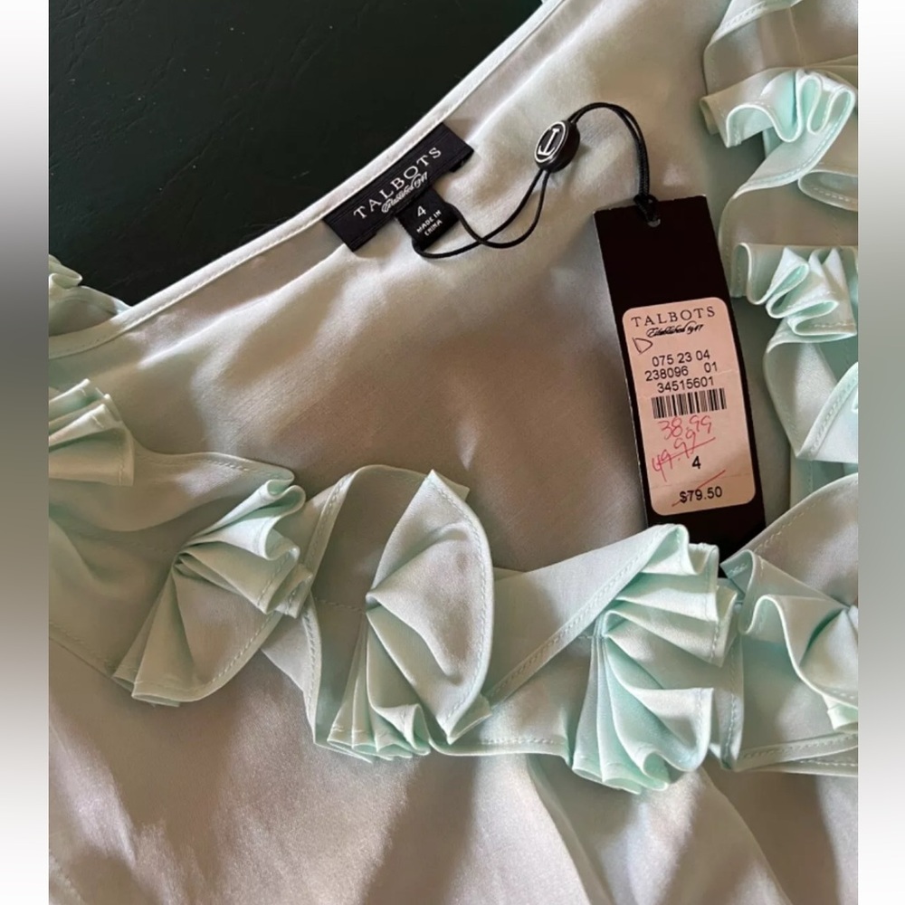 Talbots Tiffany Blue Ruffled Top - Picture 8 of 8